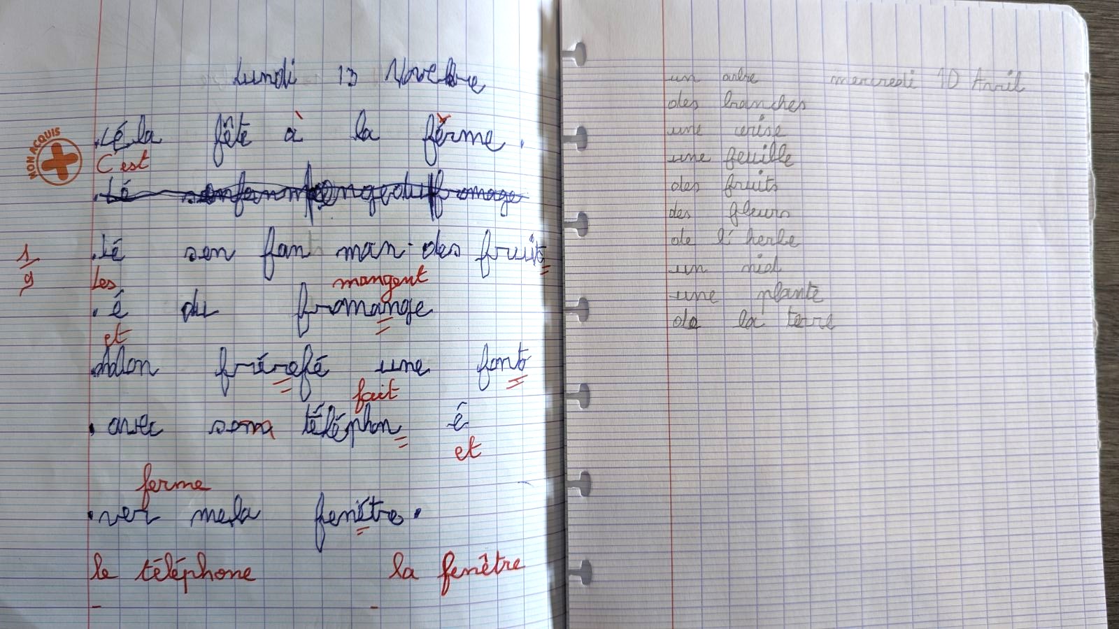 Resultat ecriture avant apres